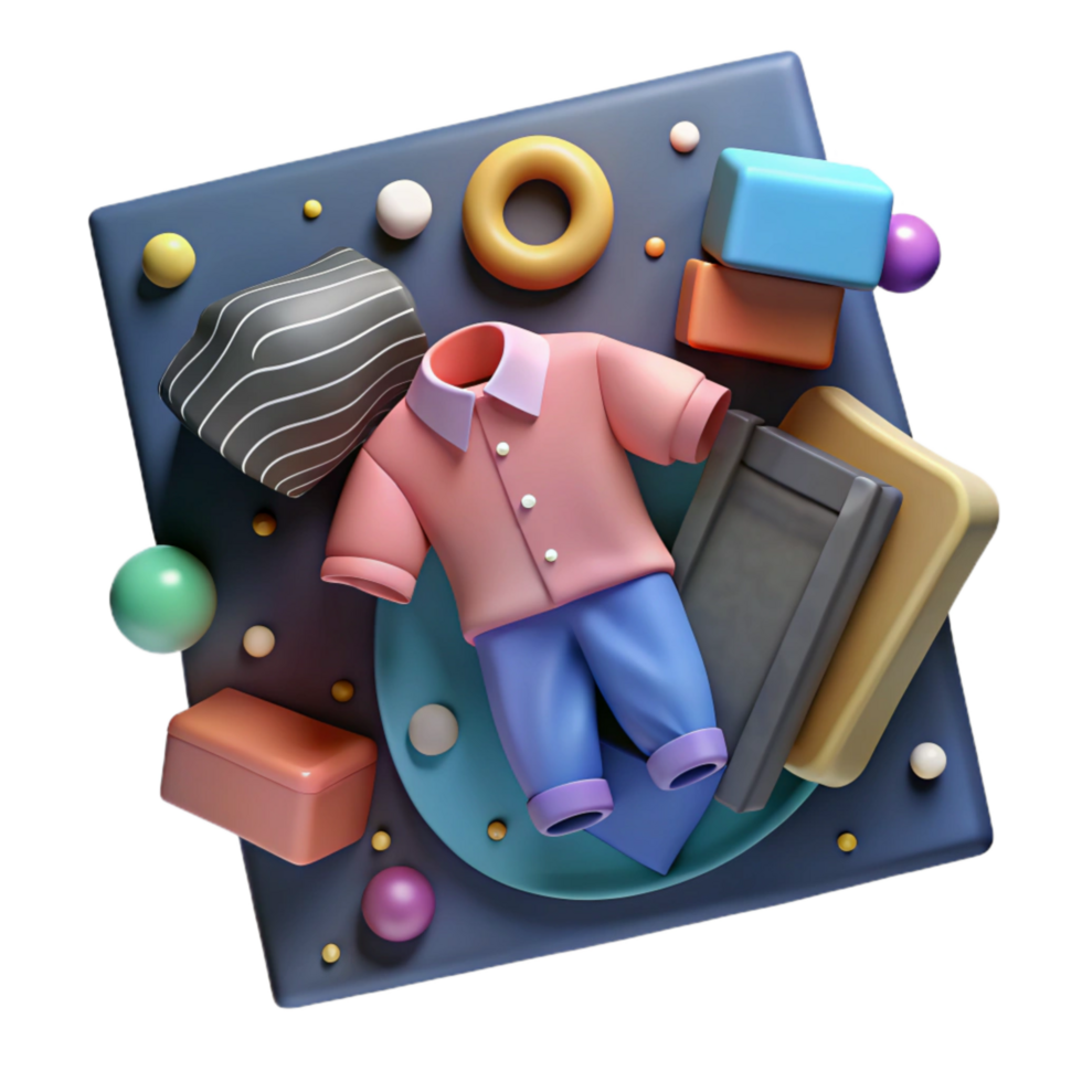 extraordinary rustic Upcycled Clothing Display Flat Lay Isolated original png