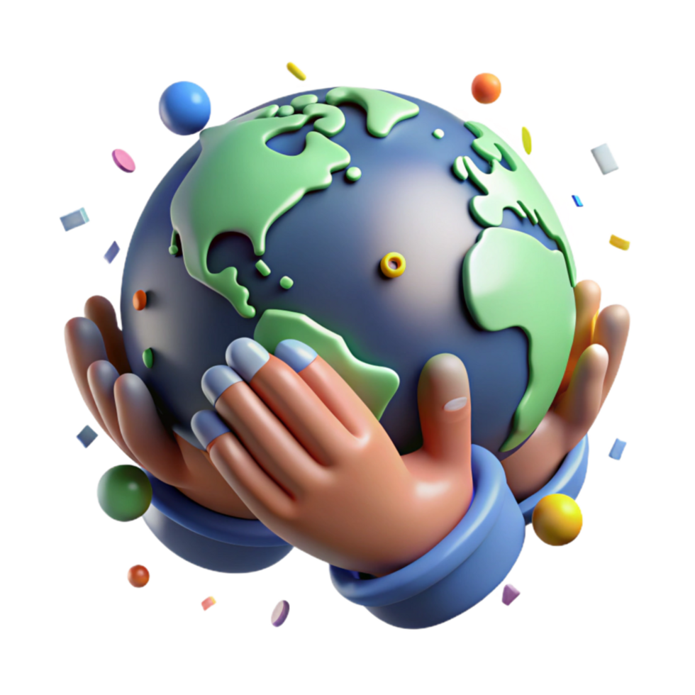 elegant traditional Globe with Helping Hands Isolated Transparent Background exclusive png