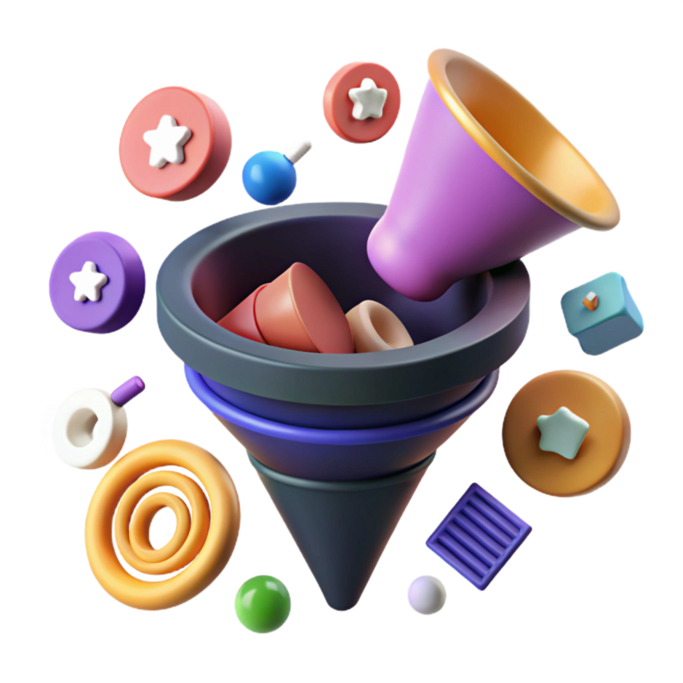 serene creative Social Media Marketing Funnel Cutout Gradient Colors authentic png