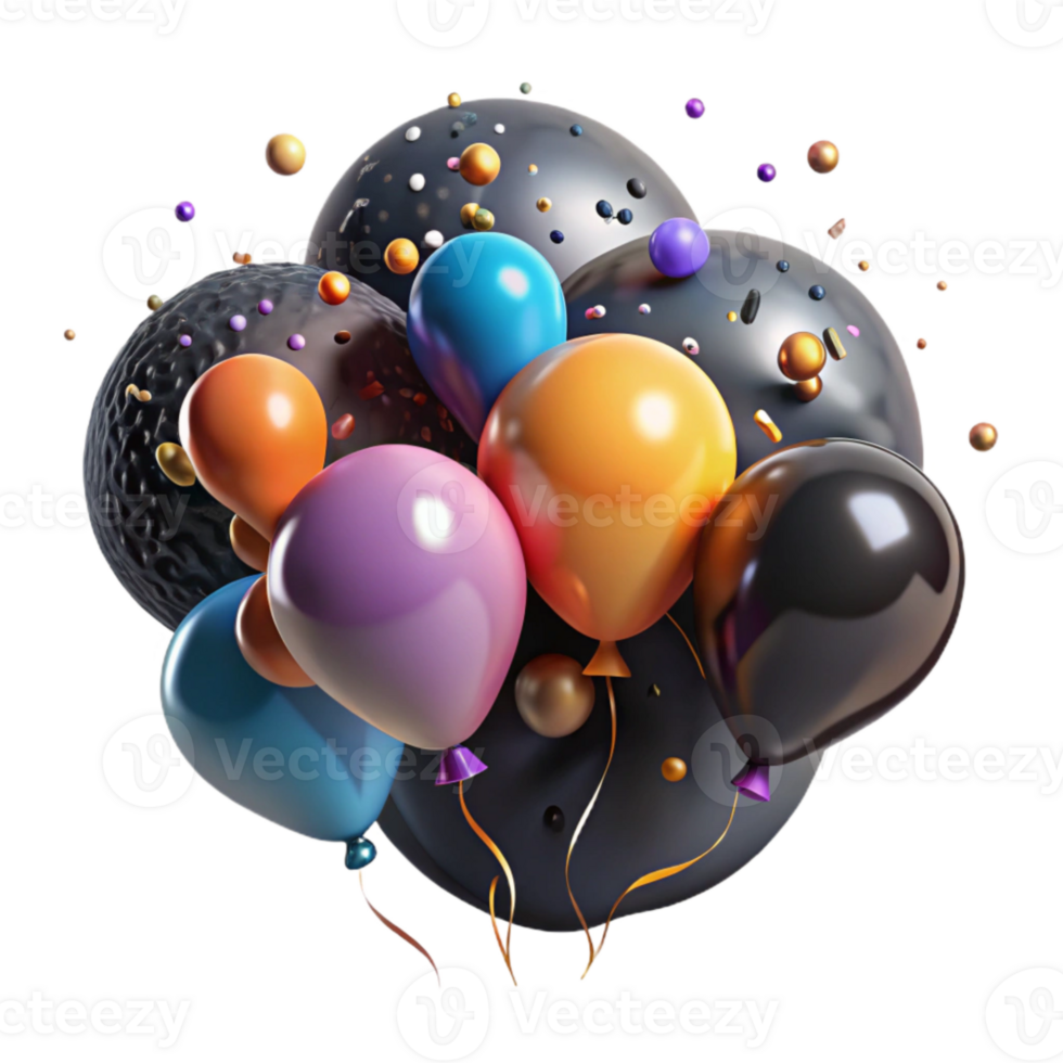 stunning artistic Colorful Balloons Released Into Sky Cutout with Soft Lighting png