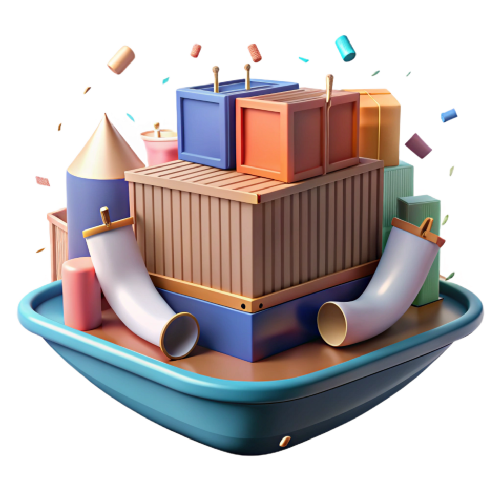 beautiful classic Shipping Container on Cargo Ship Transparent Background genuine png