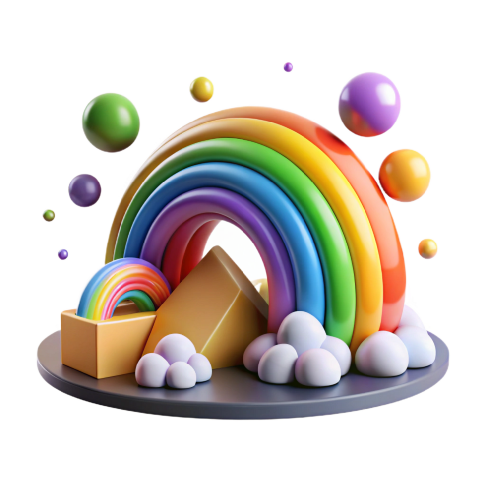 dramatic abstract Colorful Rainbow Arcing Over City Cutout with Soft Lighting high resolution png