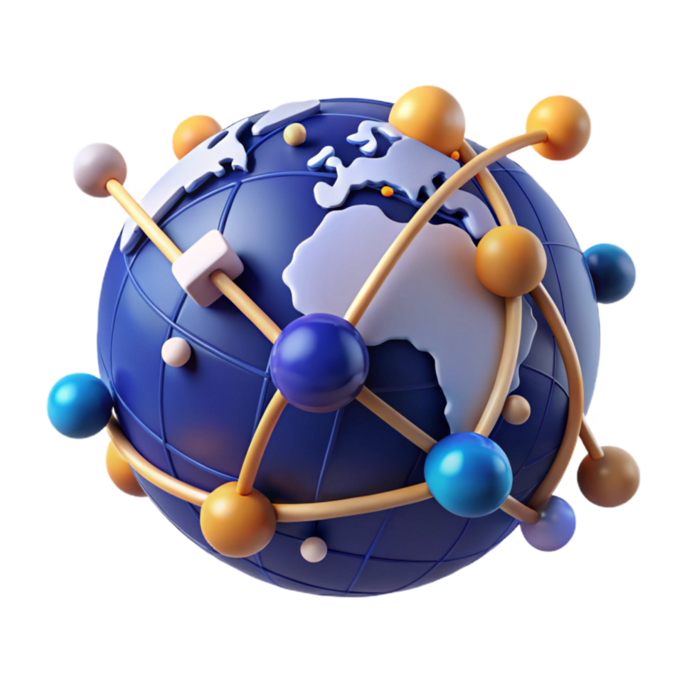 vibrant traditional Global Network Connection Isolated Blue Hue exclusive png