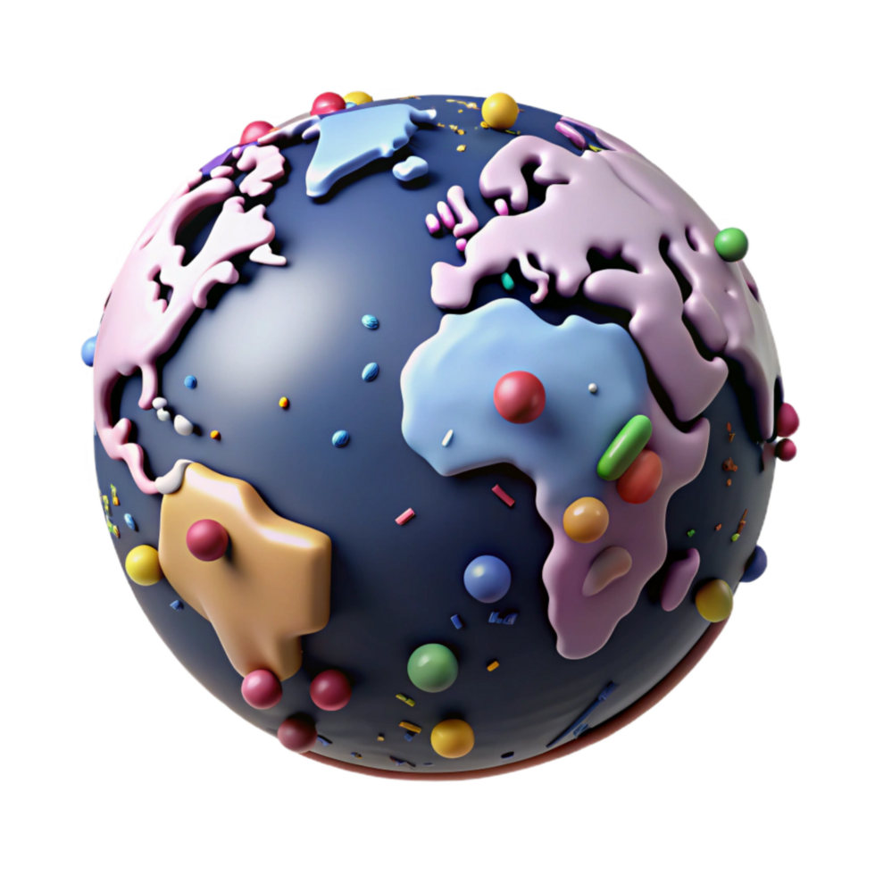 serene minimalist Globe with Detailed Continents Cutout high resolution png