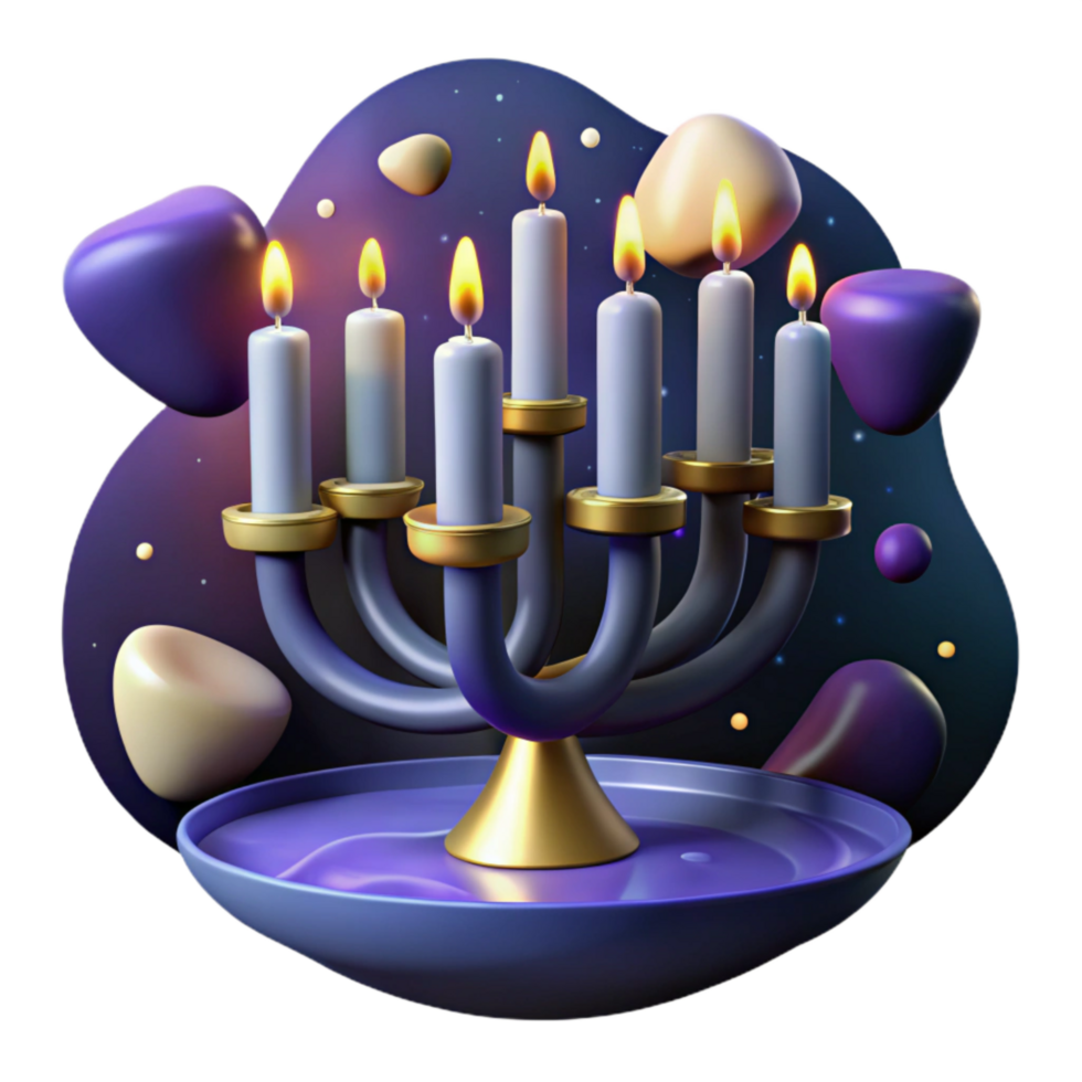 beautiful rustic Menorah with Nine Candles Isolated detailed png