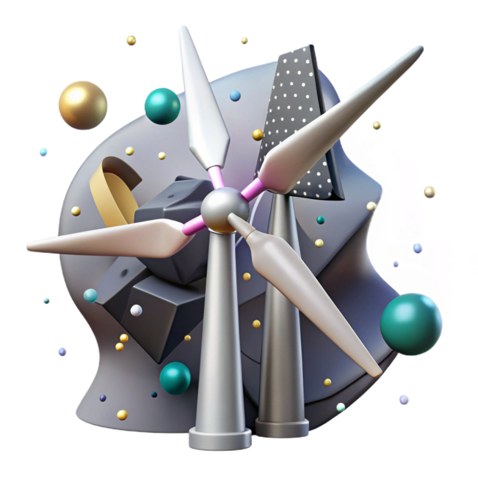 dramatic abstract Wind Turbine Blades Spinning in Wind Transparent Background original png