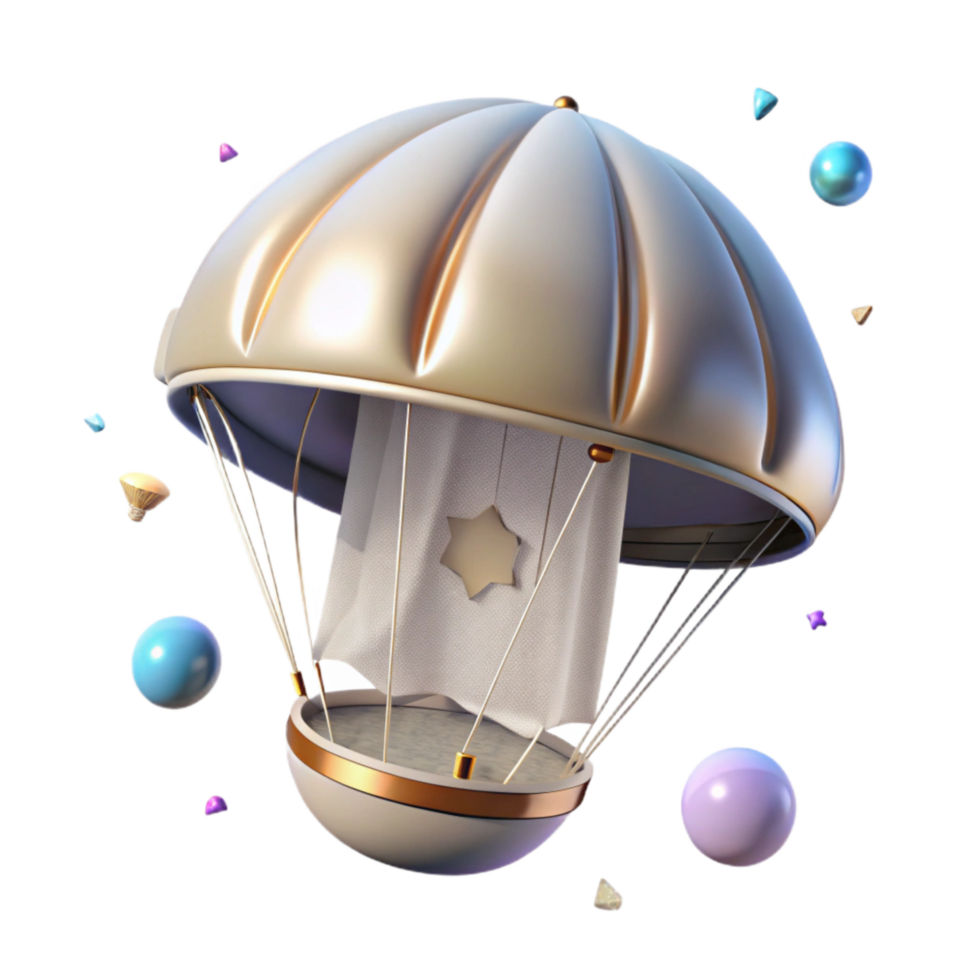 beautiful rustic Space Capsule Parachute Canopy White Cutout authentic png