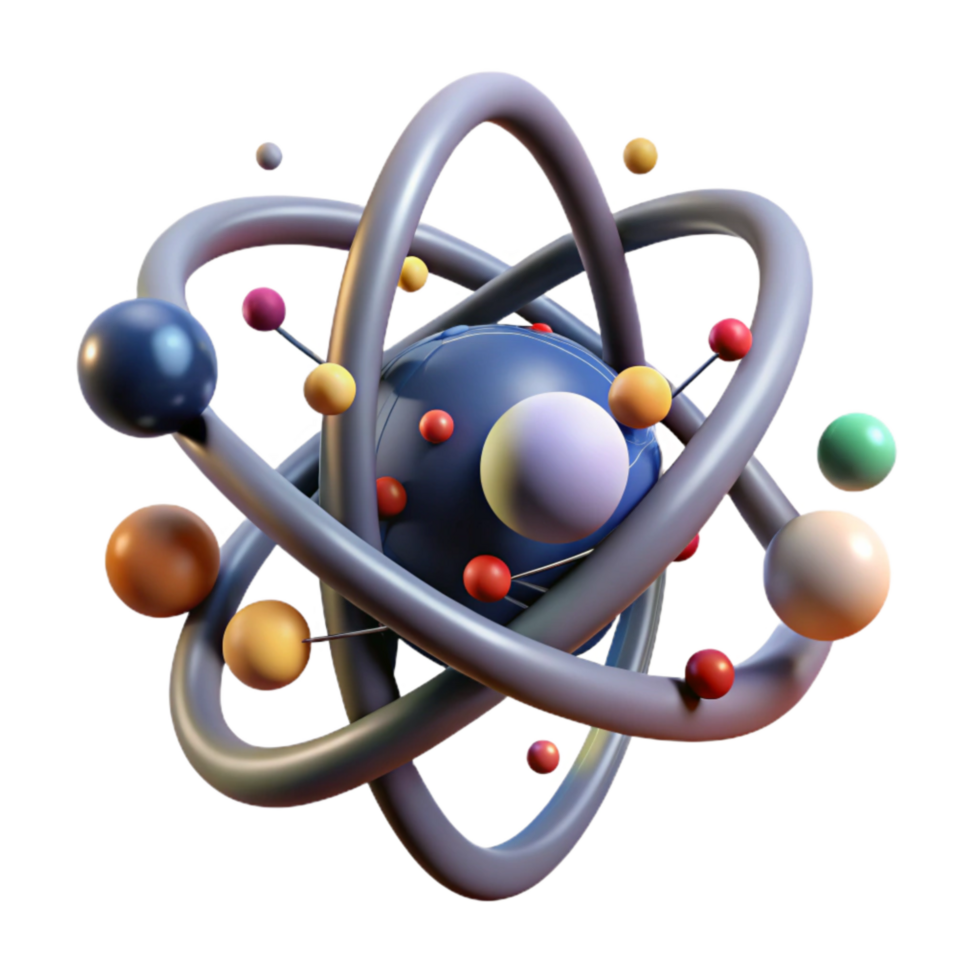 beautiful contemporary Atomic Structure Model Simple Design Transparent detailed png