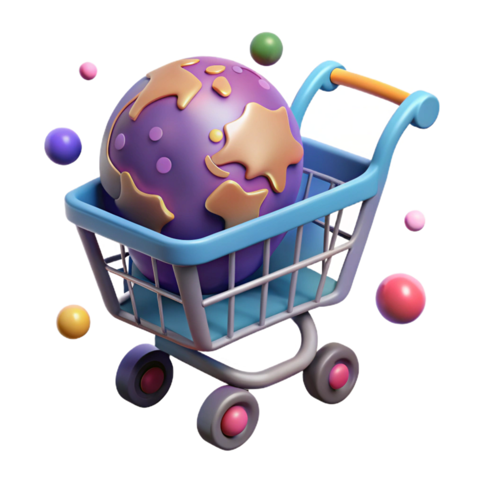 magnificent creative Shopping Cart Icon with Globe Inside Transparent Background high resolution png
