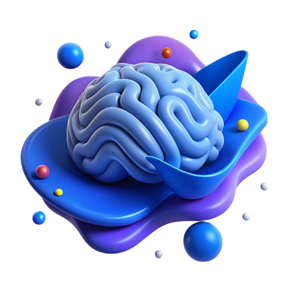 elegant modern Brain Waves Visualized Blue Isolated png