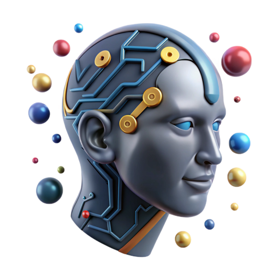 wonderful modern Stylized Human Head with Circuitry Pattern Isolated premium png