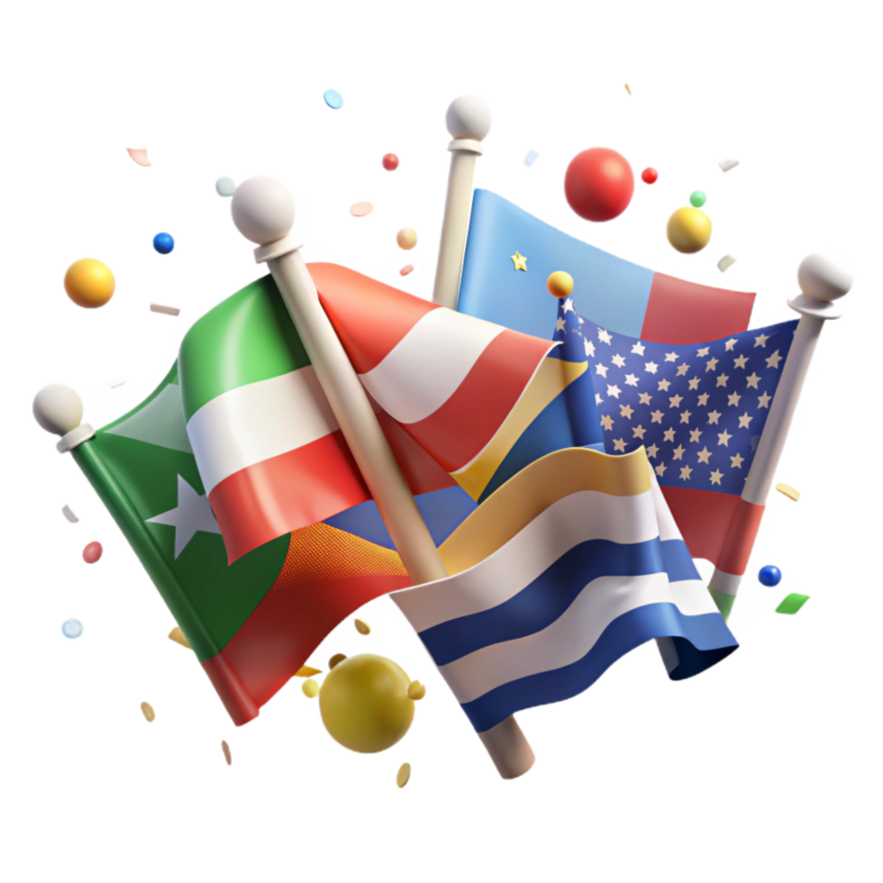 serene artistic Group of Flags From Different Countries Transparent high quality png