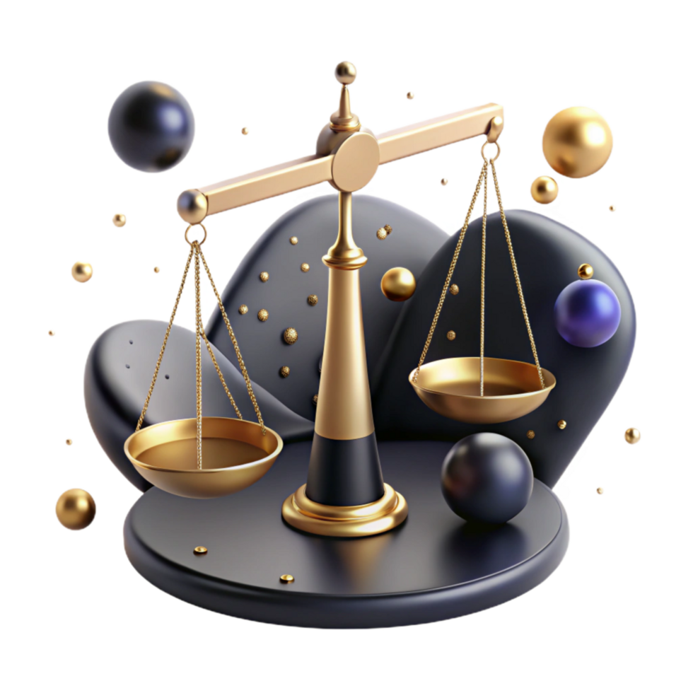 beautiful classic Balance Scale Tipping One Way Gold Transparent Background high resolution png