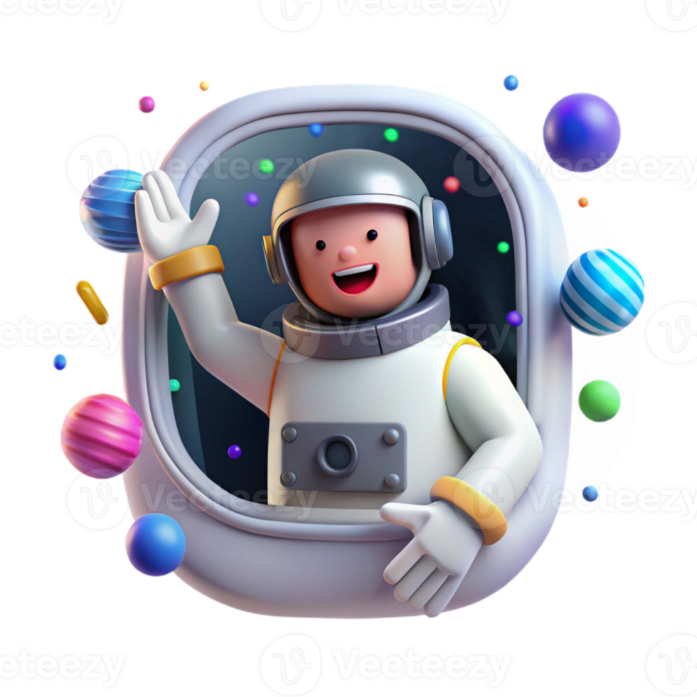 beautiful artistic Astronaut Waving From Spacecraft Window Cutout high quality png