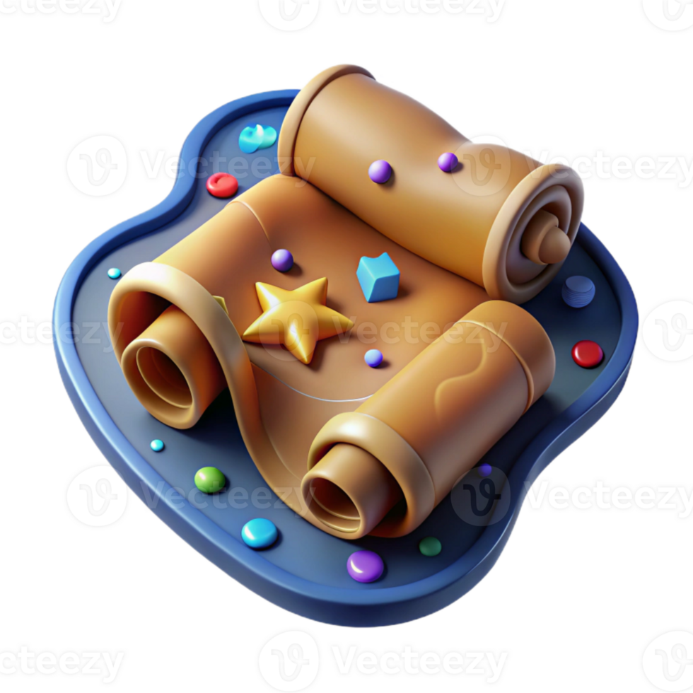 magnificent rustic Treasure Map Rolled Up Isolated on Transparent Background high resolution png
