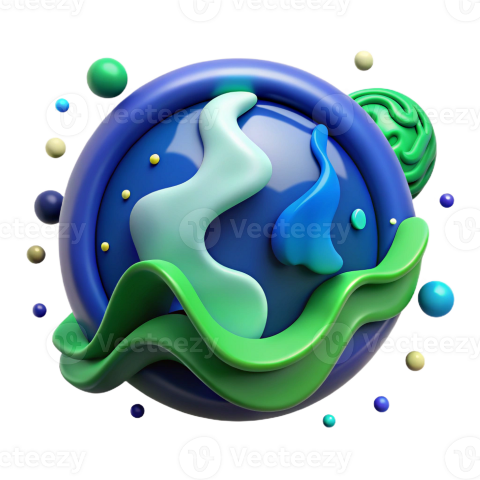impressive rustic Ocean Conservation Symbol Blue and Green Cutout on White Background original png