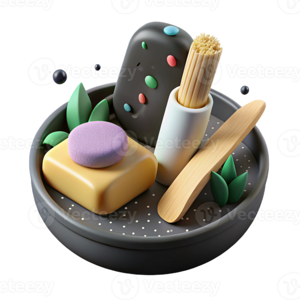wonderful contemporary Bamboo Toothbrush and Soap Dish Isolated Element premium png