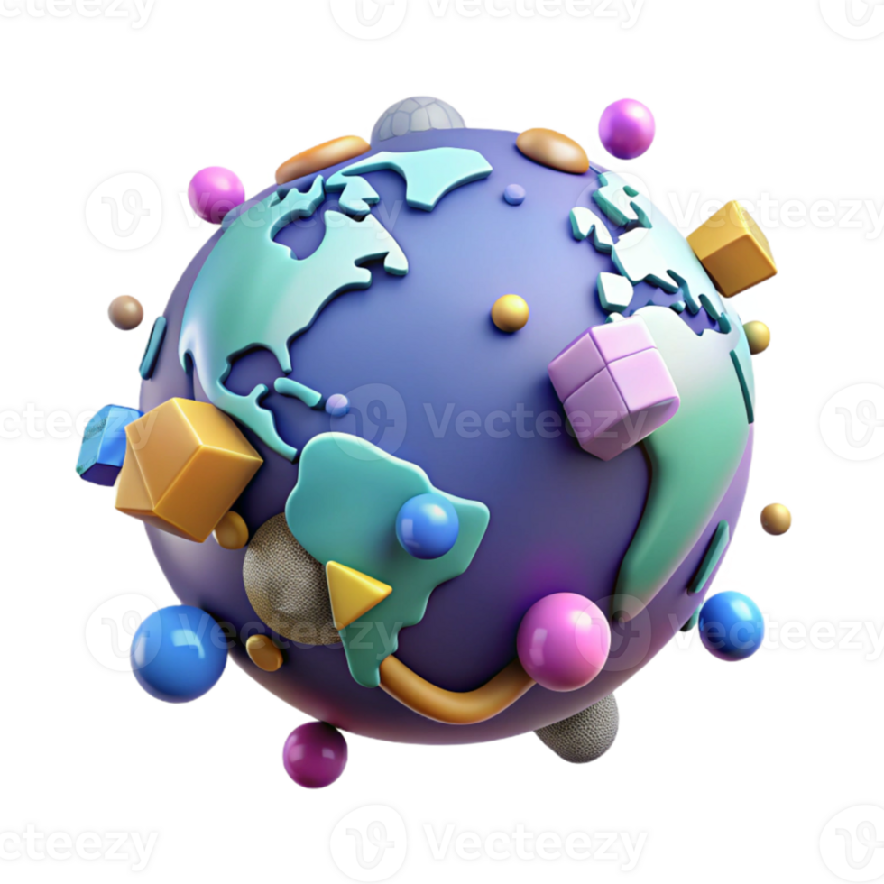 vibrant contemporary World Map with Country Borders Highlighted Transparent professional png