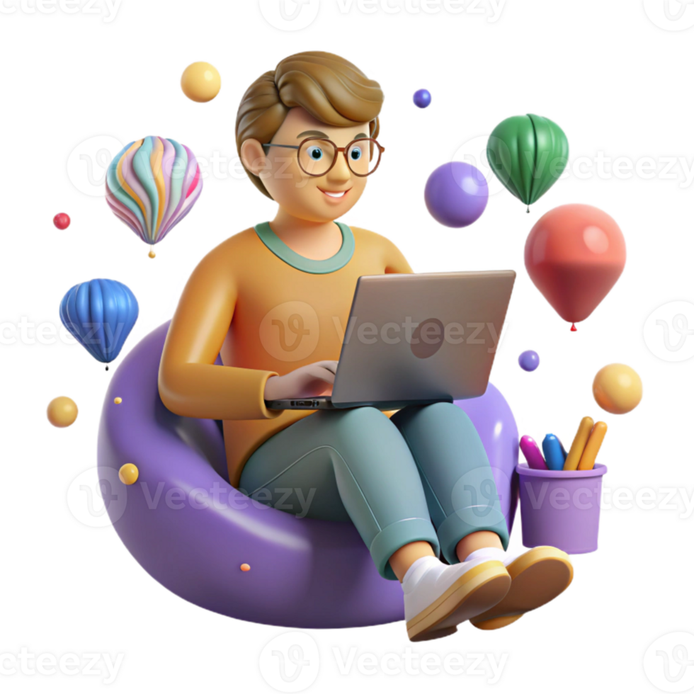 elegant classic Person Using Laptop for Social Media Transparent Background authentic png
