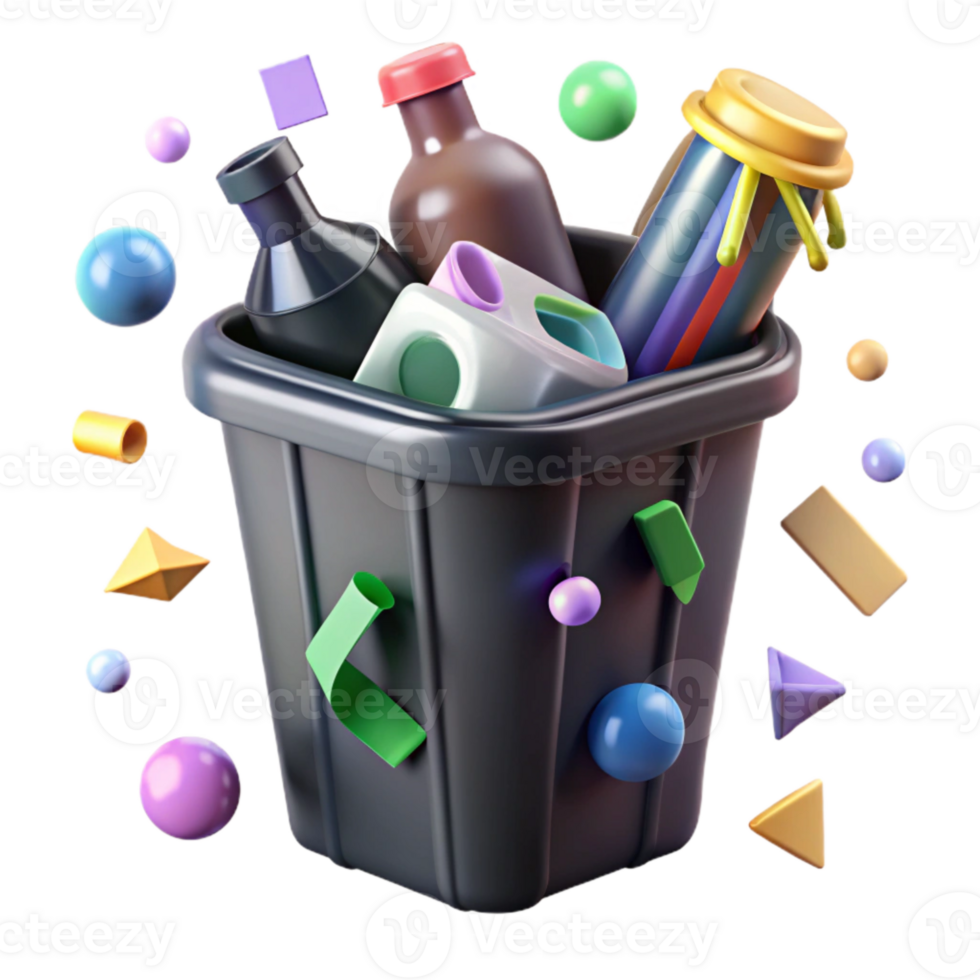 extraordinary vintage Recycle Bin with Plastic Bottles Transparent Background png