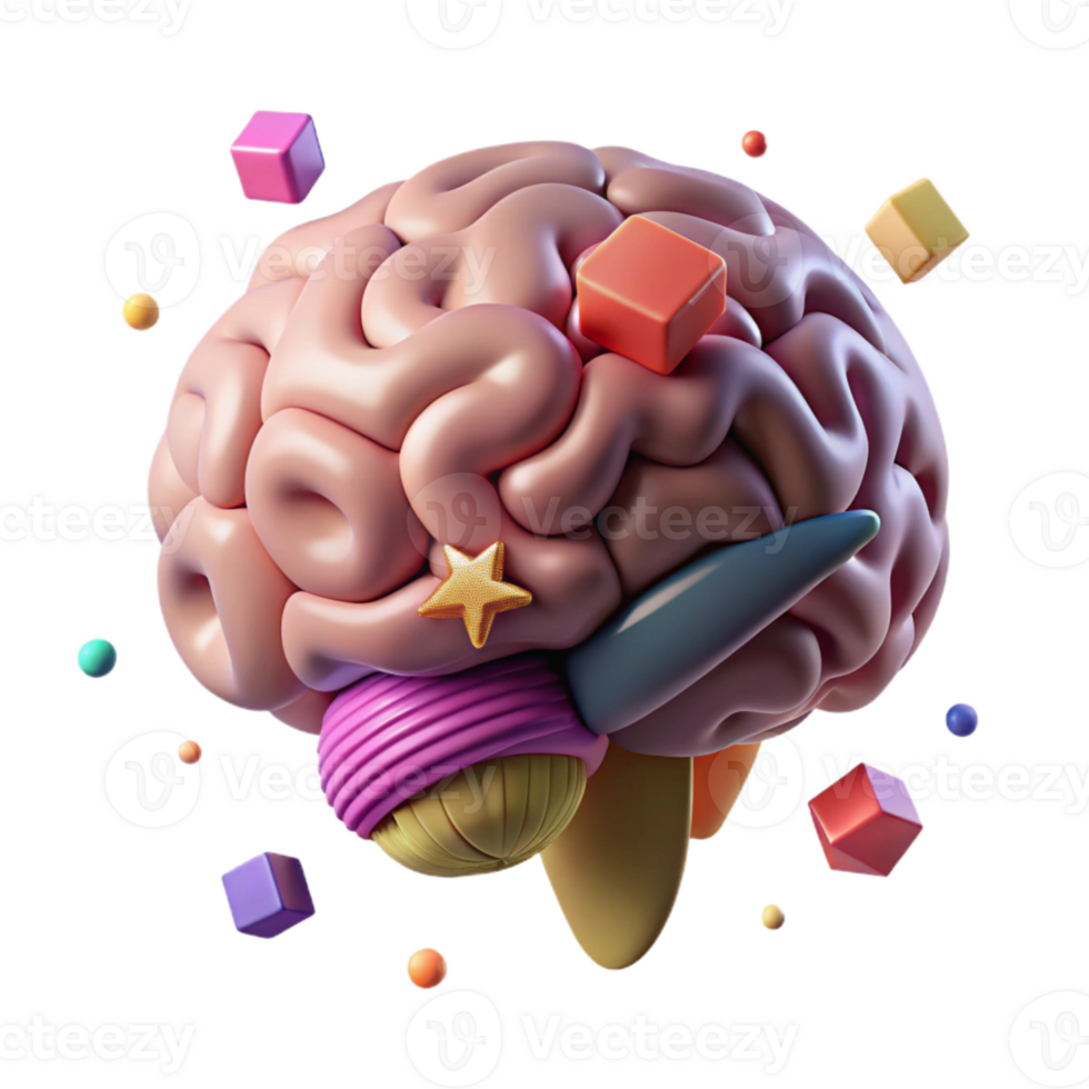 dramatic artistic Brain Scan 3d Model Rotating View Transparent Background original png