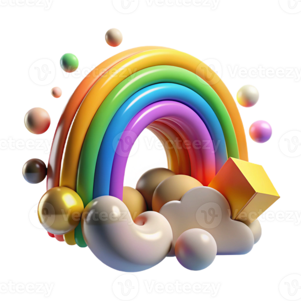 wonderful minimalist Colorful Rainbow After Storm Transparent Background detailed png