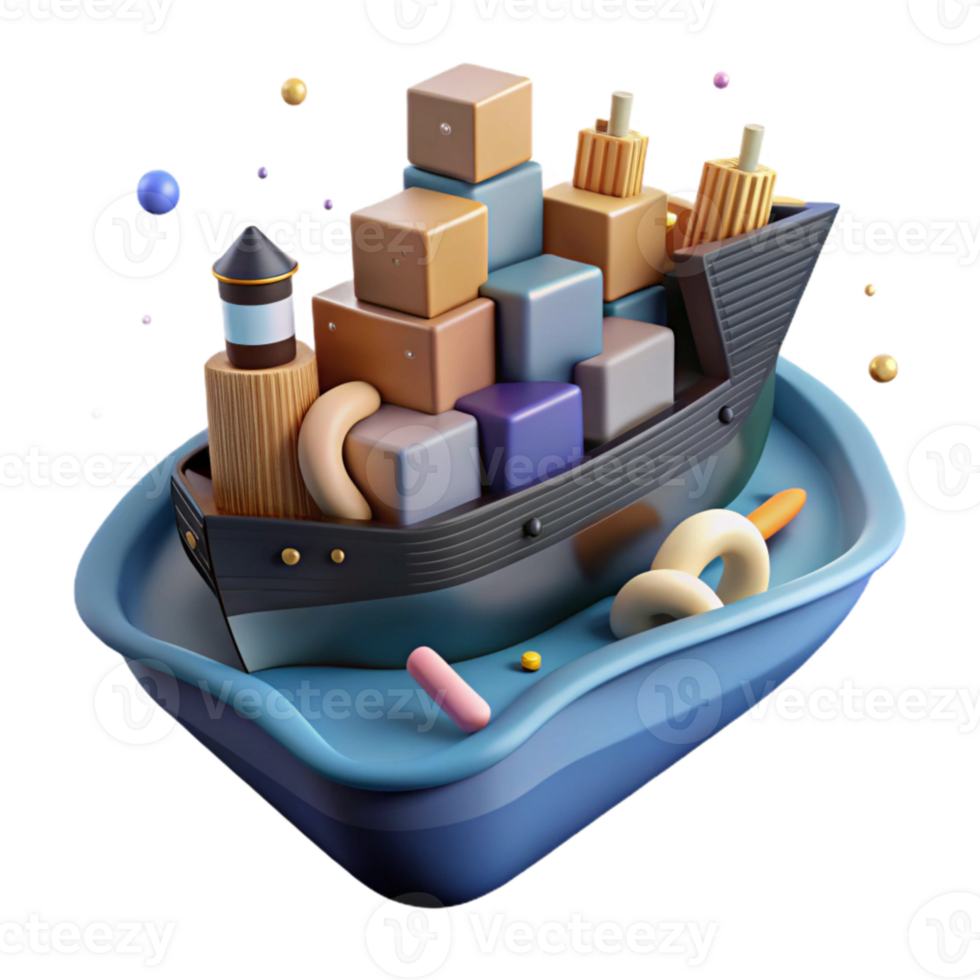 vibrant abstract Cargo Ship at Sea Isolated with Realistic Lighting high resolution png