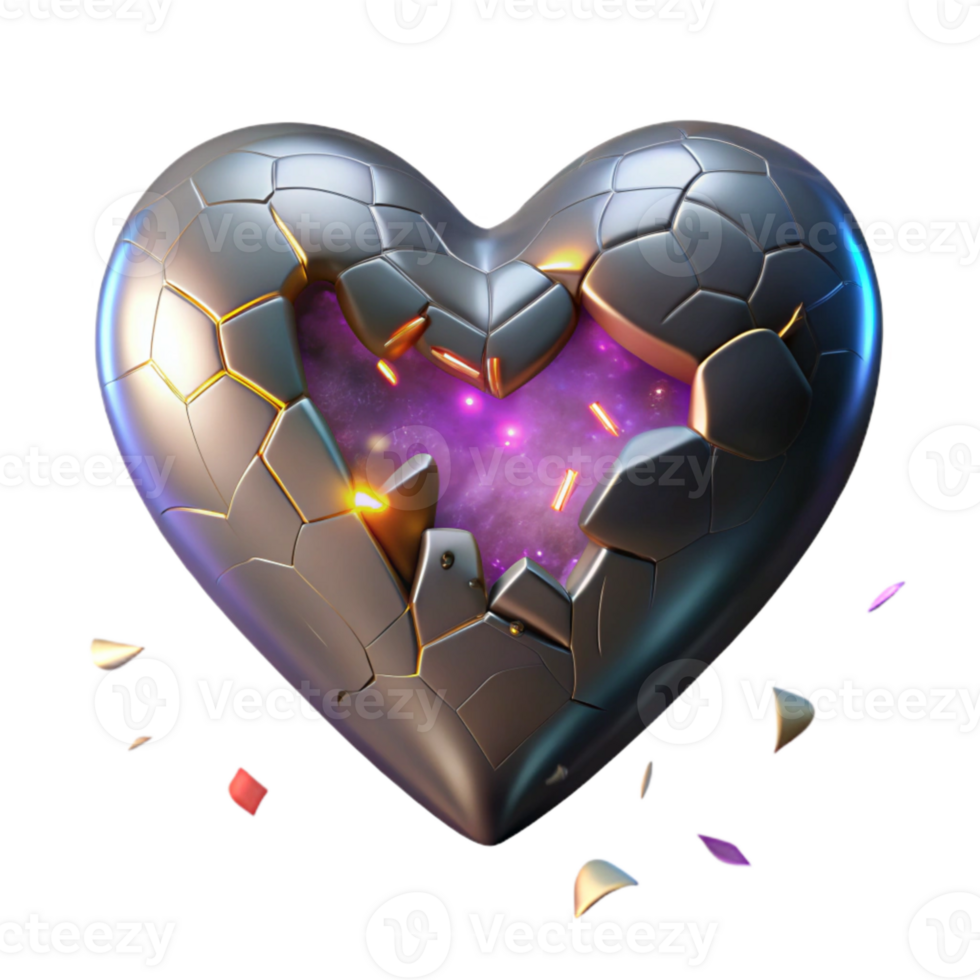 stunning creative Heart Shaped Crack with Light Shining Through Isolated premium png