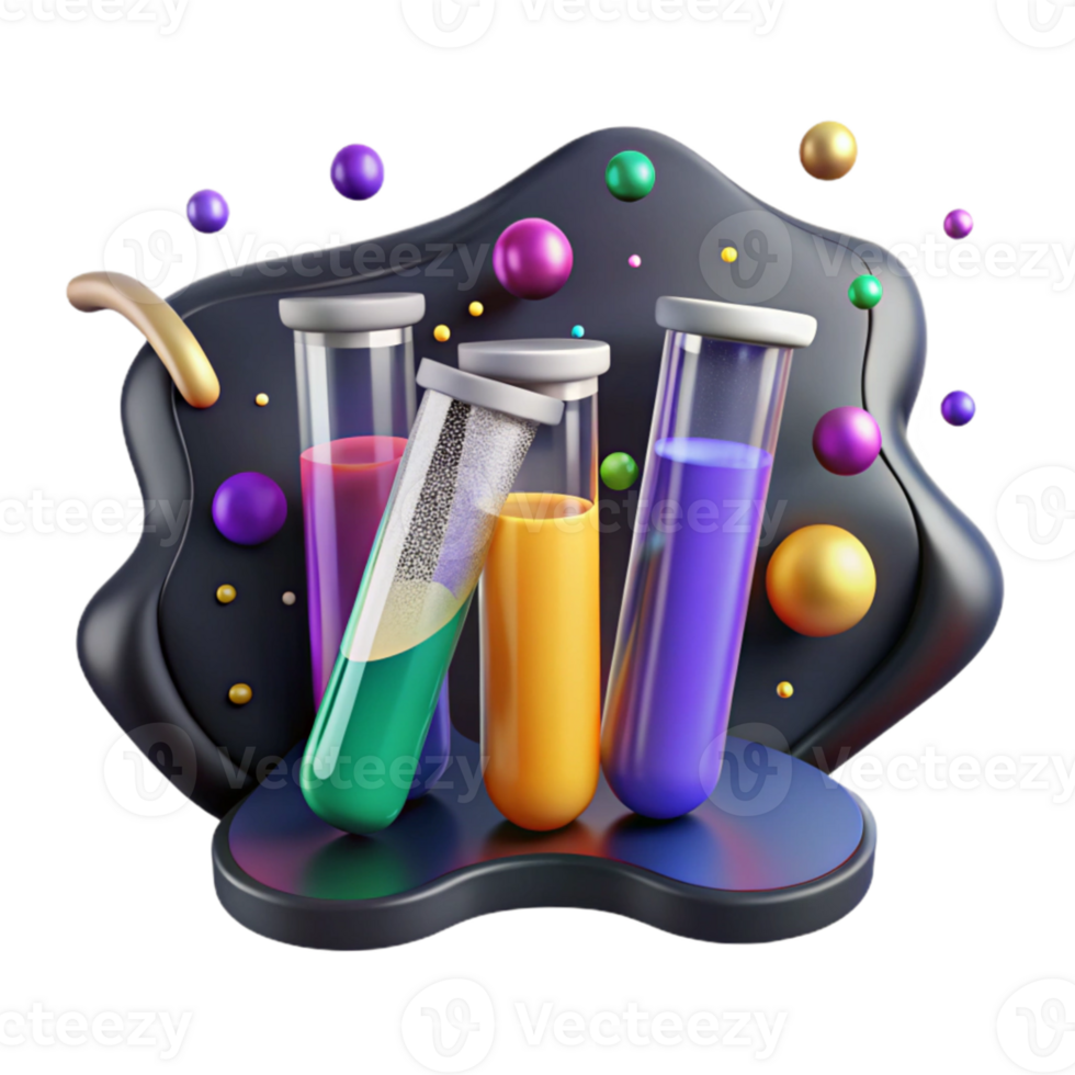 stunning artistic Test Tubes with Colorful Liquids Transparent Background authentic png