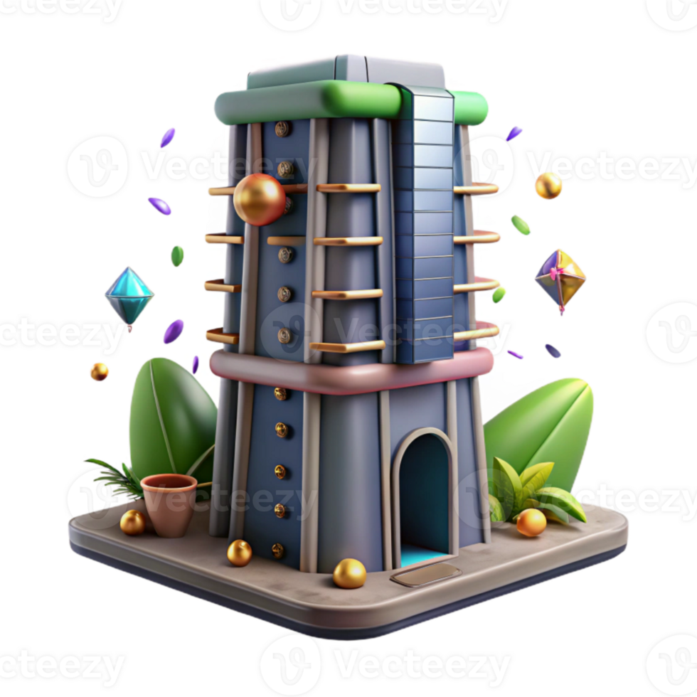 dramatic classic Vertical Farming Tower Side Angle Cutout high quality png