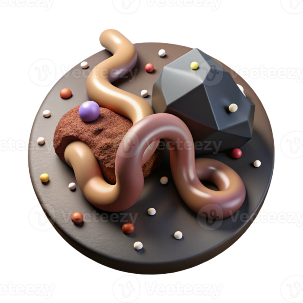 serene minimalist Worm Composting Close Up View Isolated detailed png