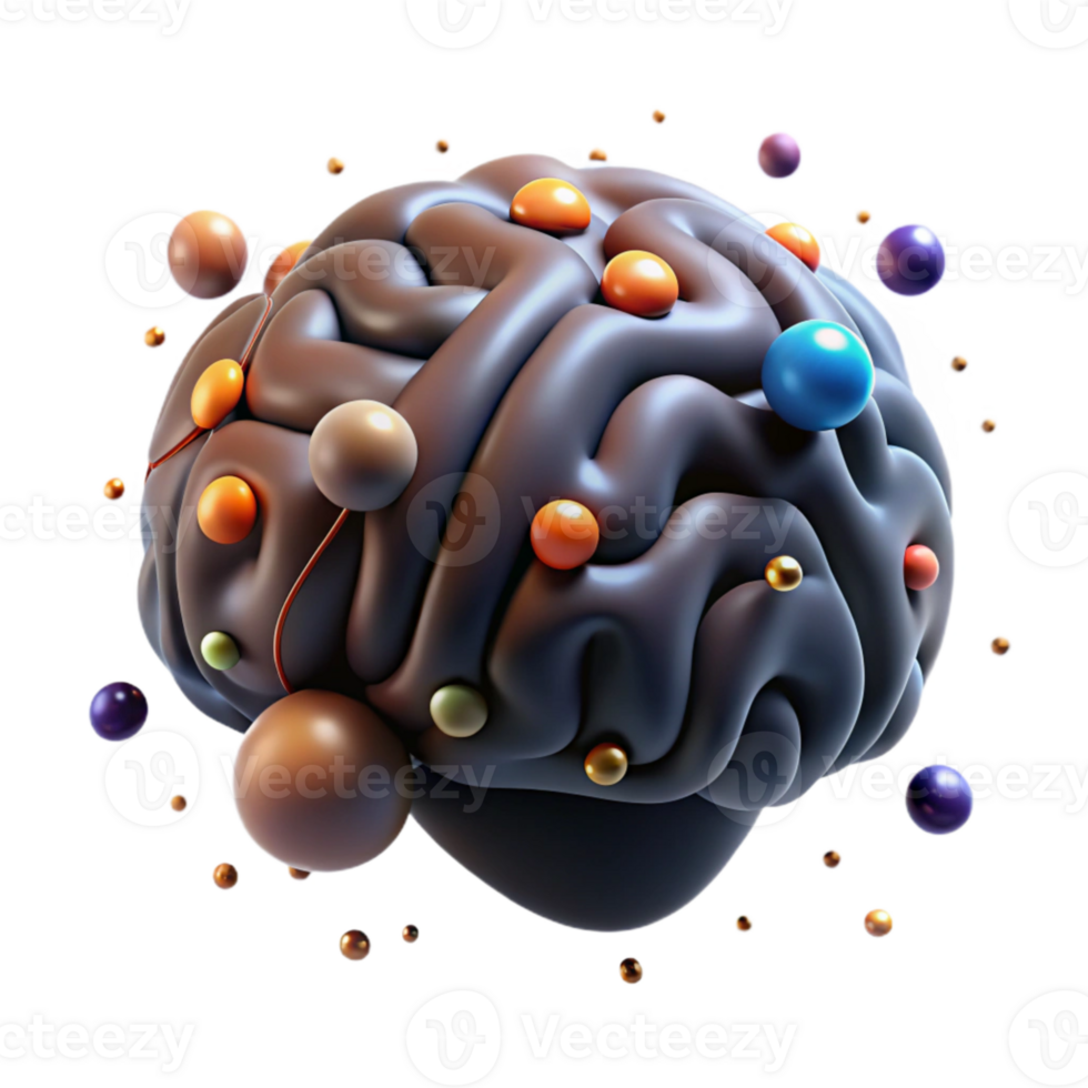 elegant minimalist Brain with Glowing Nodes Isolated Element original png
