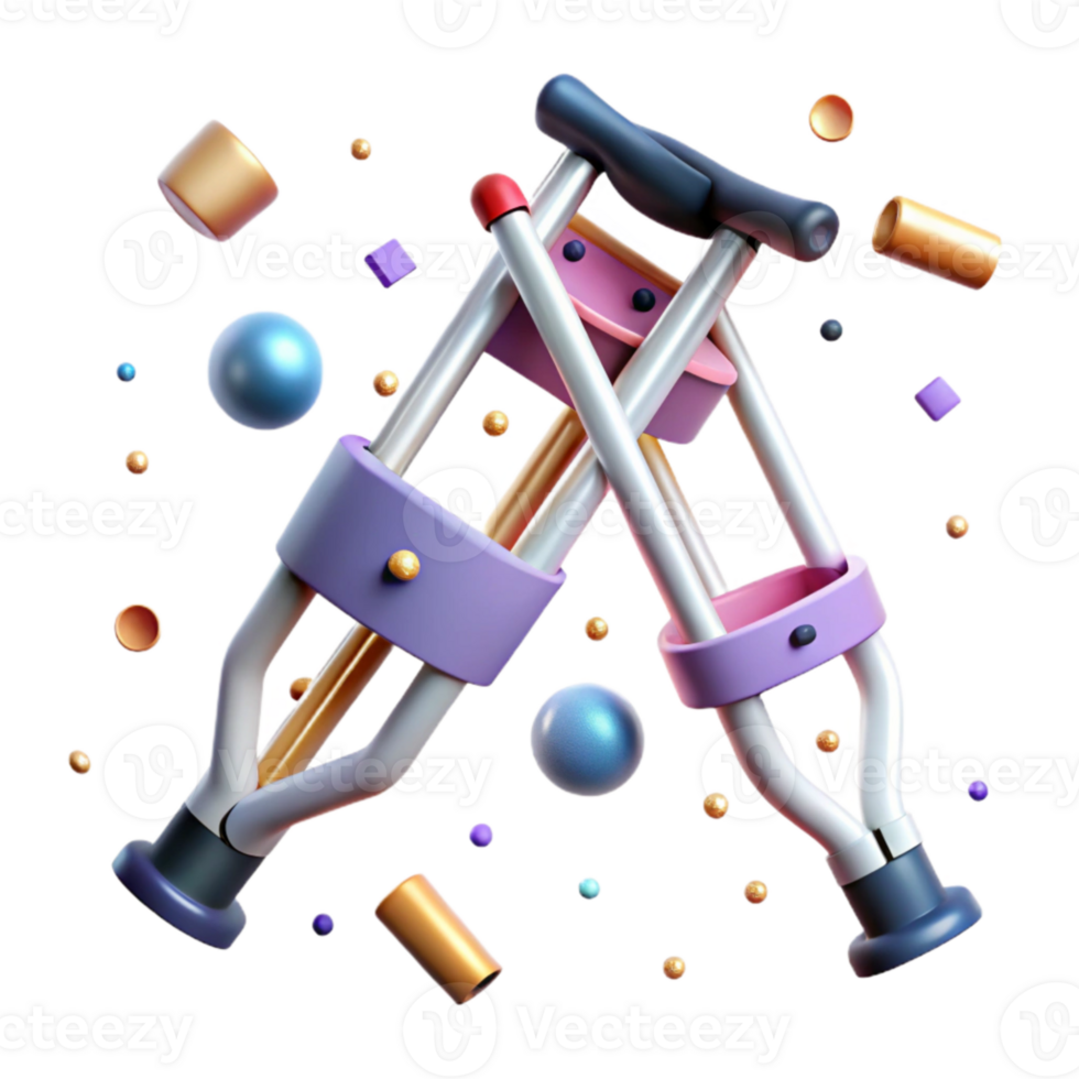 elegant minimalist Crutches Angled View Isolated Element high resolution png