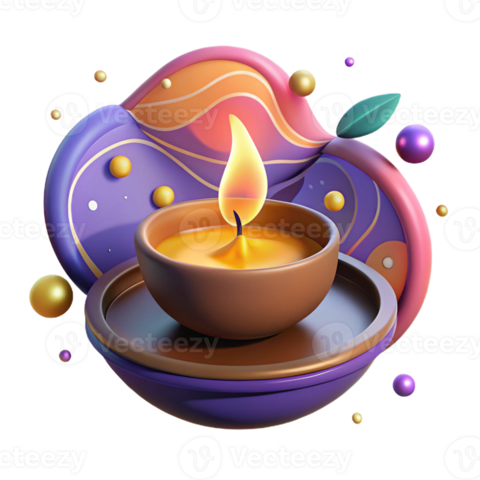 stunning contemporary Diwali Diya with Warm Glow Transparent Background original png