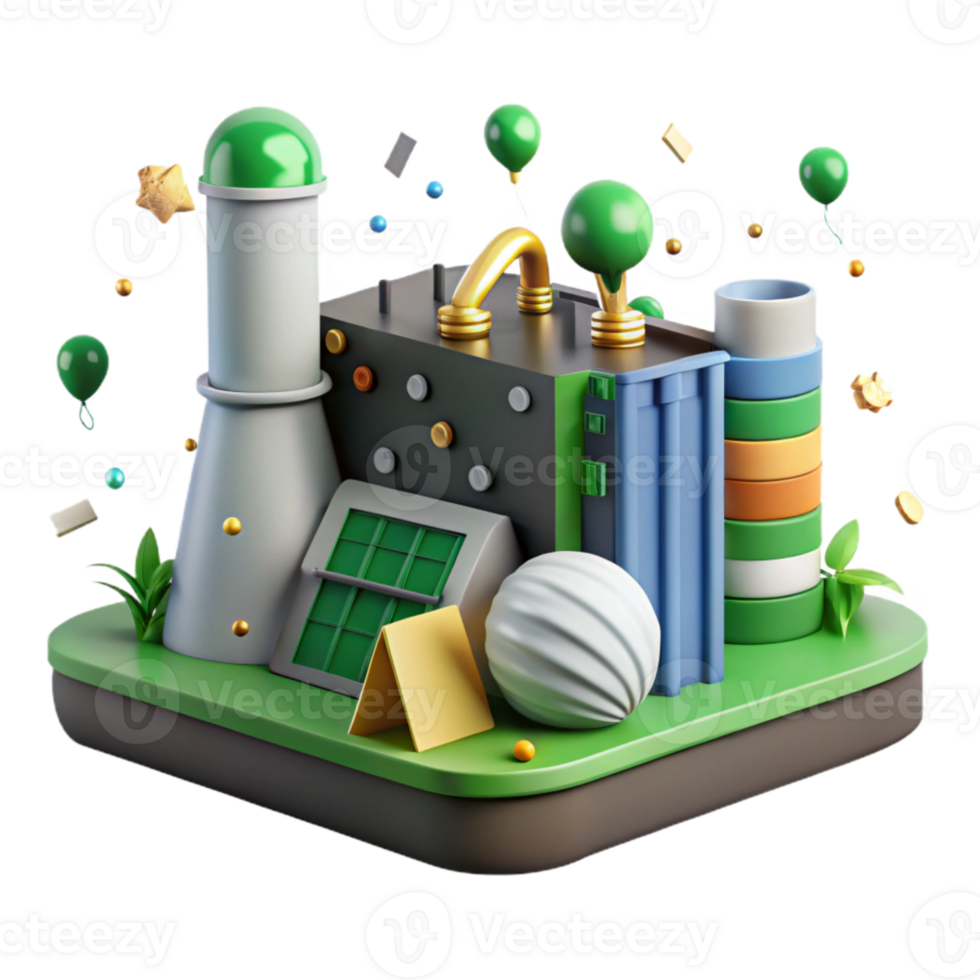 wonderful contemporary Biomass Power Plant with Green Field Cutout premium png