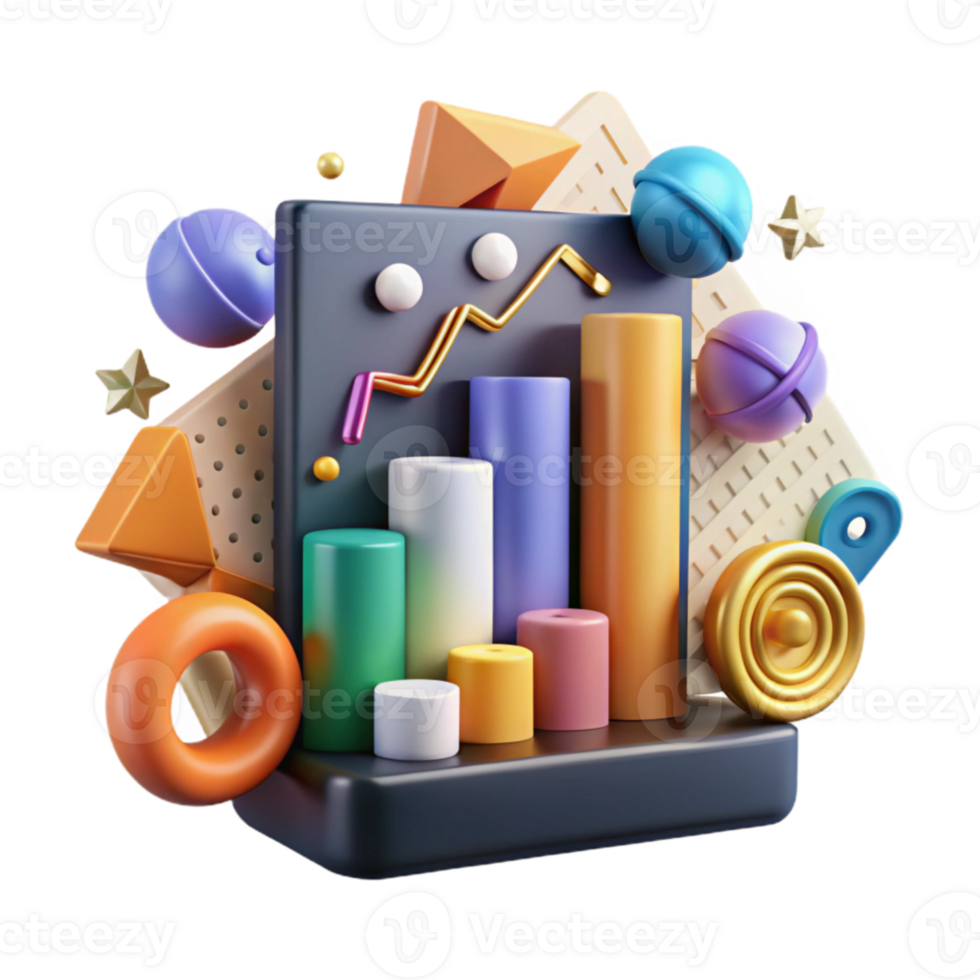 beautiful traditional Financial Data Chart with Line Graph Detail Cutout on Transparent Background high quality png