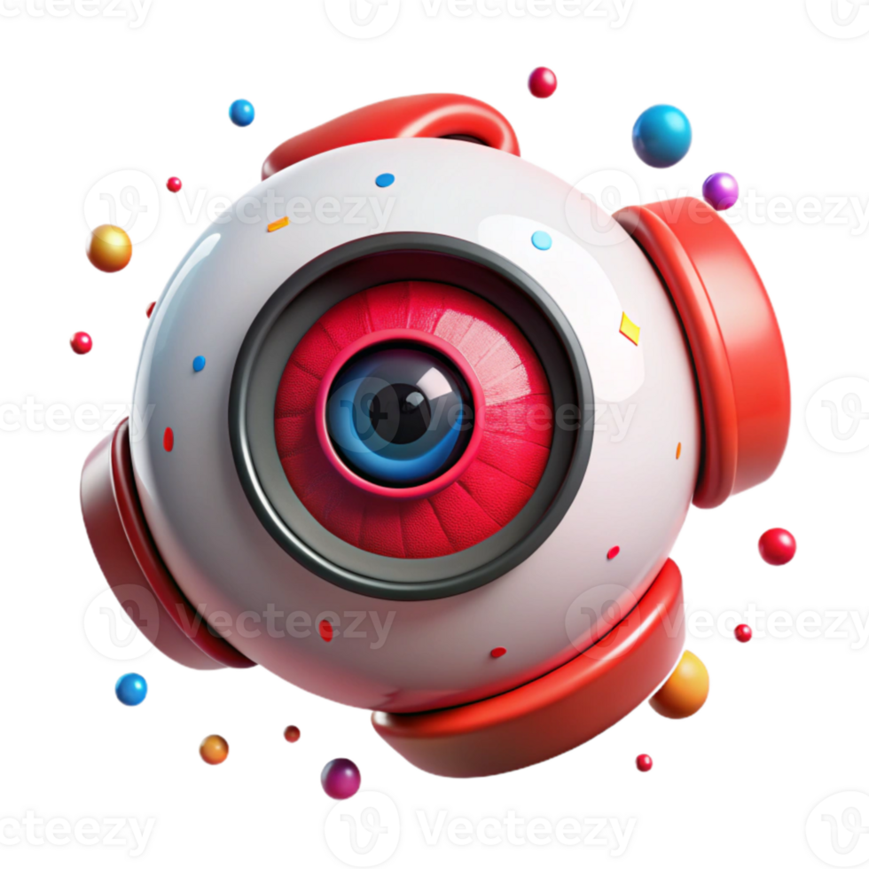 stunning vintage Robot Eye with Red Lens Transparent Background high quality png
