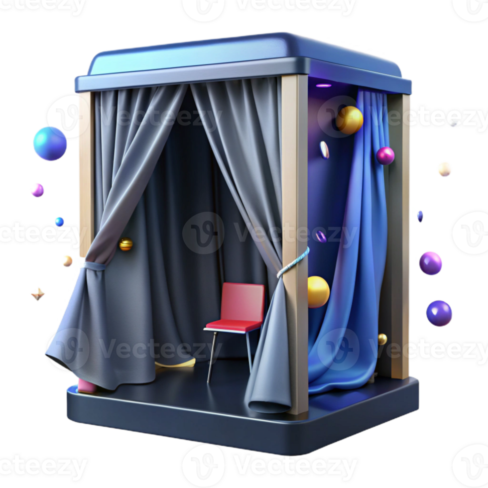 extraordinary vintage Voting Booth with Curtain Cutout Front View professional png