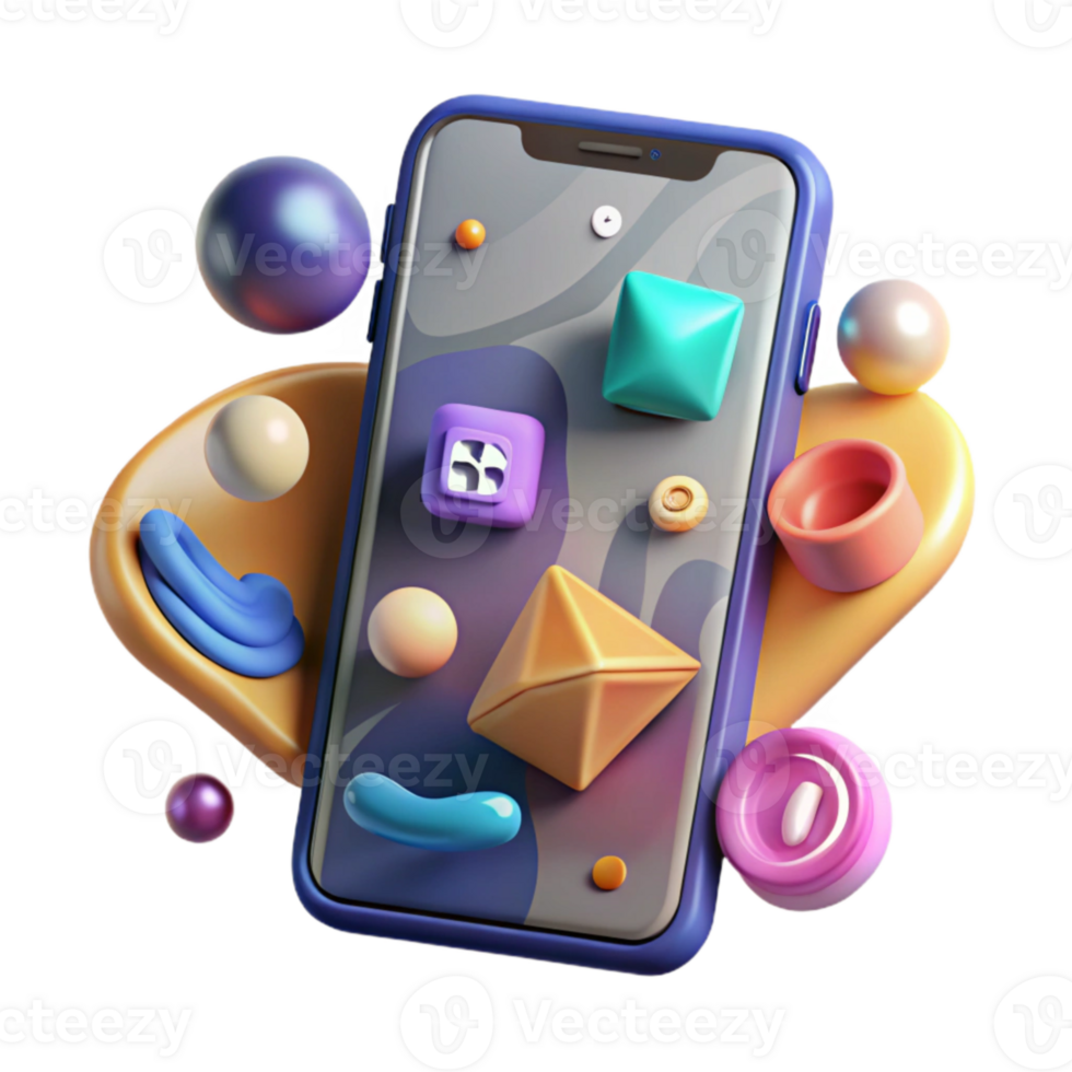 dramatic classic Smartphone with Social Media Analytics Chart Isolated genuine png