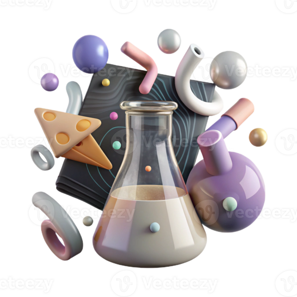 beautiful artistic Medical Lab Beaker Filled Clear Liquid Cutout detailed png