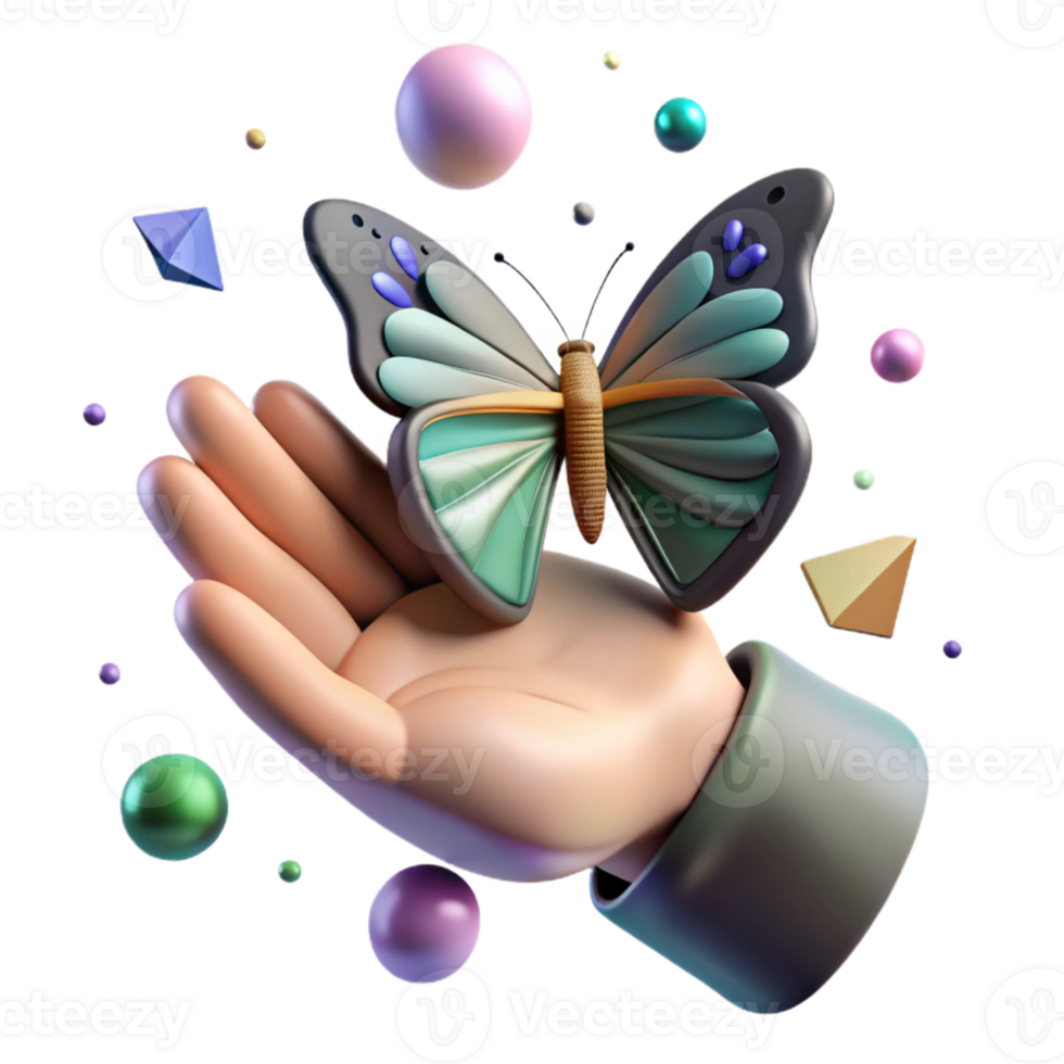dramatic contemporary Open Hand with Butterfly Cutout with Soft Lighting high quality png