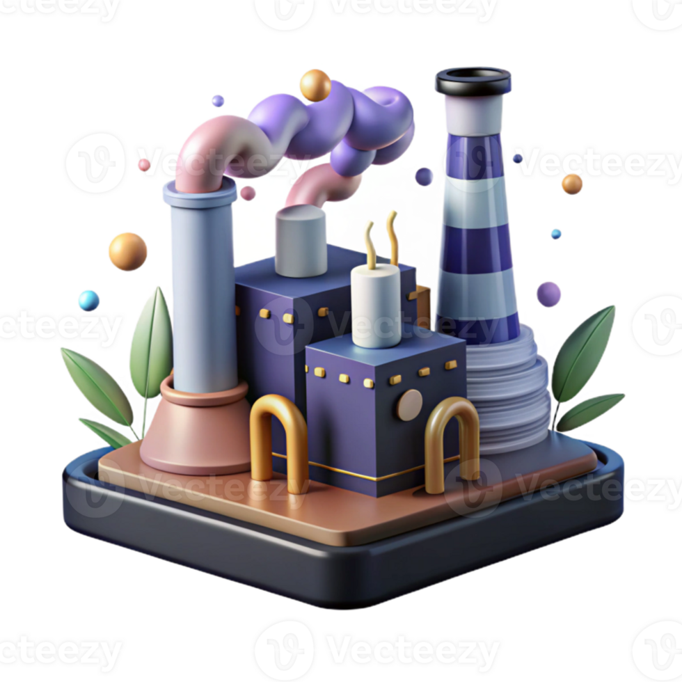 wonderful artistic Biomass Power Plant with Green Field Cutout professional png