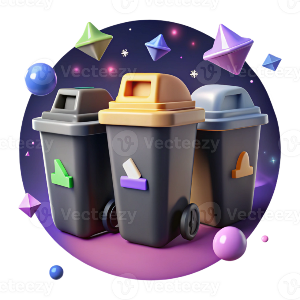wonderful creative Recycling Bins with Labels Isolated Element high resolution png