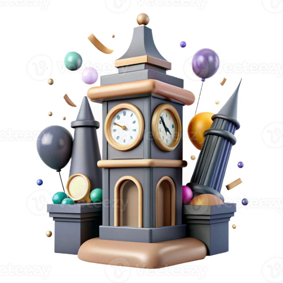 magnificent creative Train Station Clock Tower View Transparent Background high resolution png
