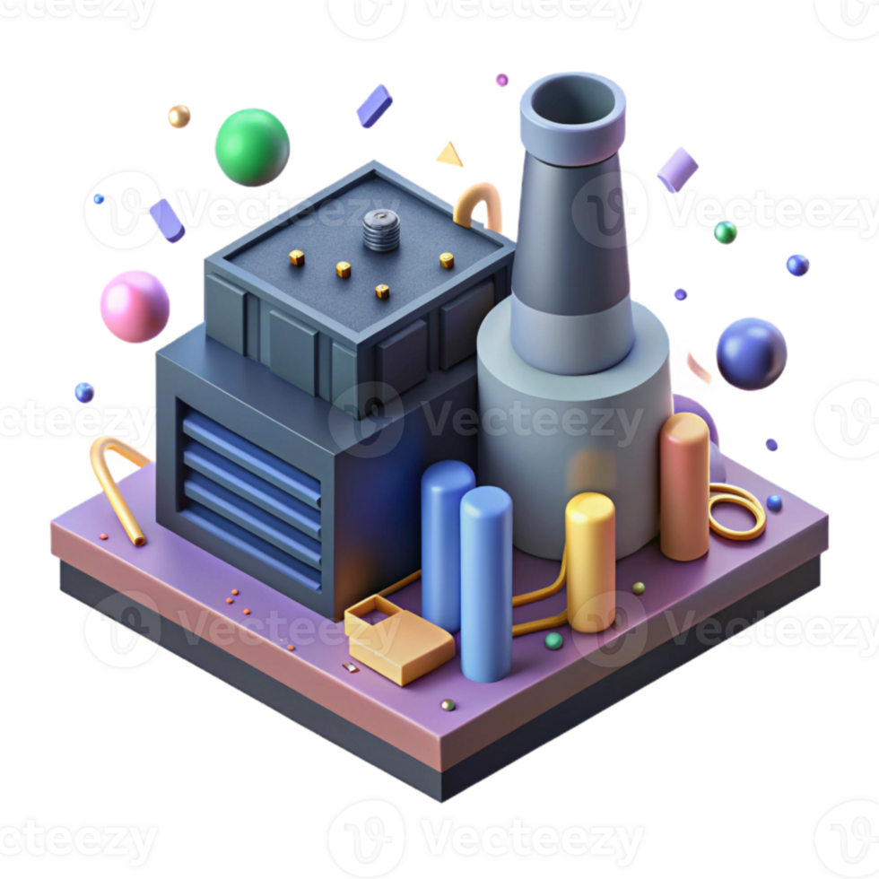 stunning creative Biomass Power Plant Isometric View Isolated Element high quality png