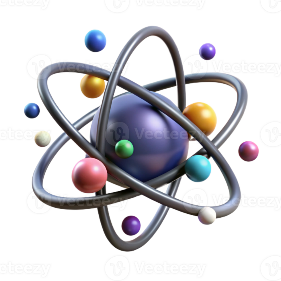 beautiful minimalist Atom Diagram with Labeled Parts Transparent Background premium png