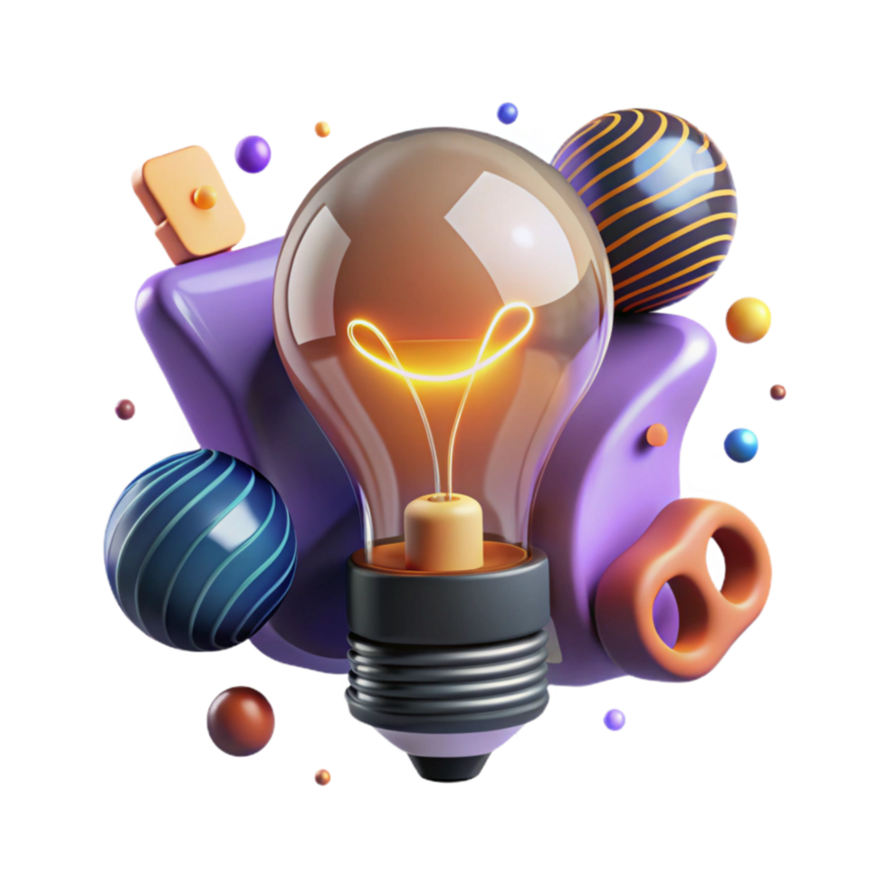 magnificent traditional Glowing Light Bulb Creative Design Transparent Background premium png