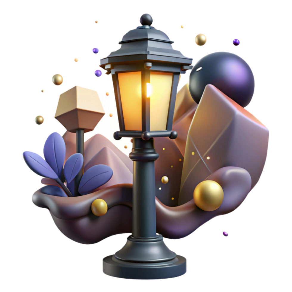 extraordinary artistic Solar Powered Lamp Post Night View with Transparent Background high quality png