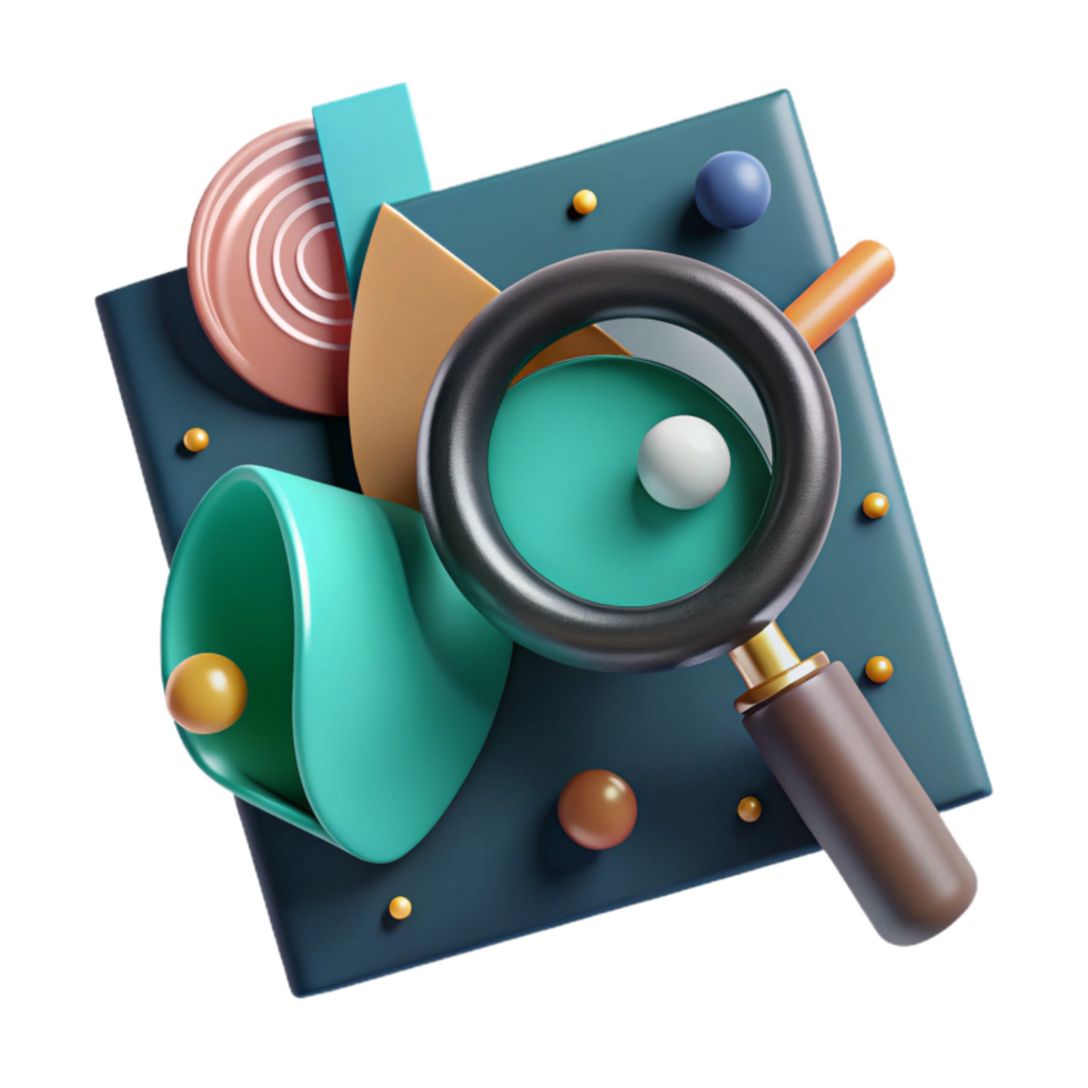 dramatic abstract Magnifying Glass Examining Options Isolated high quality png