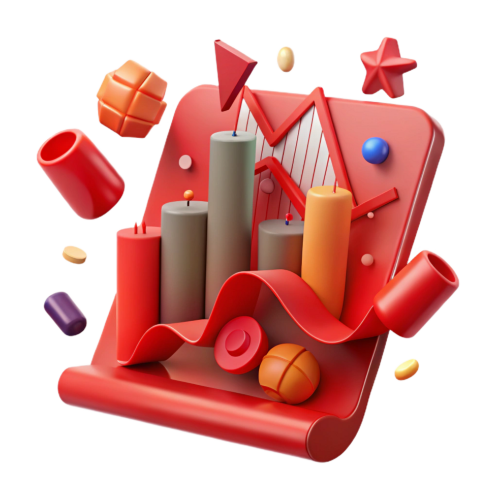 elegant classic Falling Stock Market Graph with Red Arrow Detail Isolated png